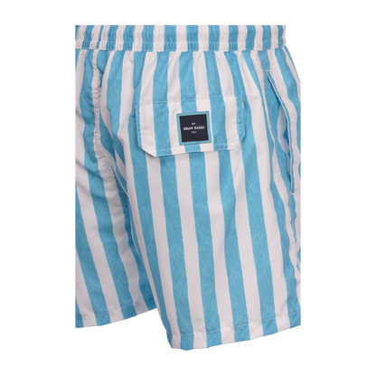 Gran Sasso Striped Swim Short - Sky / White