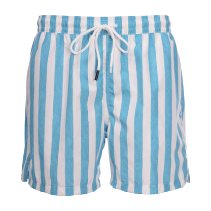 Gran Sasso Striped Swim Short - Sky / White