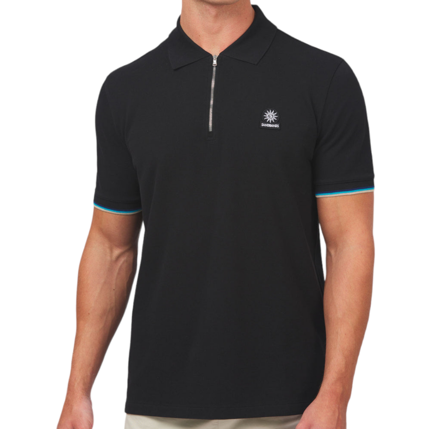 Sandbanks Badge Logo Zip Polo Shirt