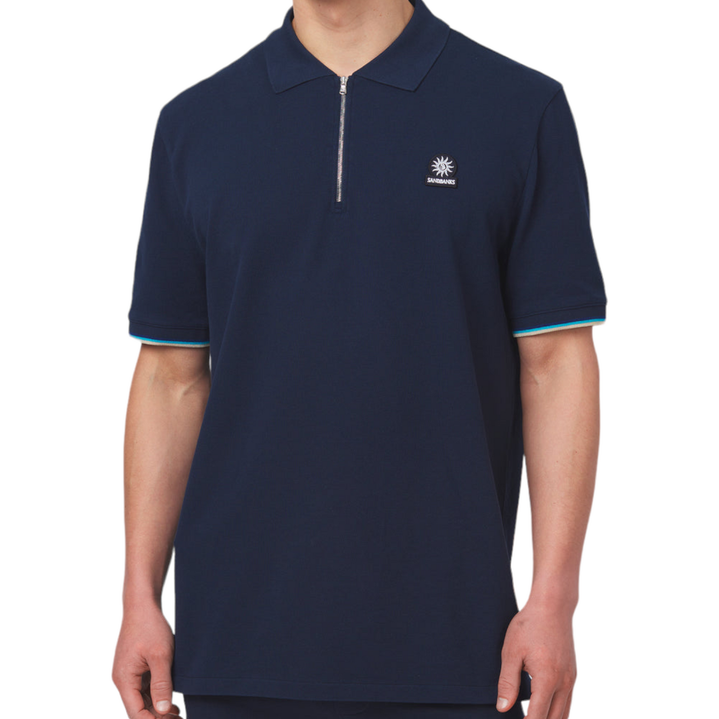 Sandbanks Badge Logo Zip Polo Shirt