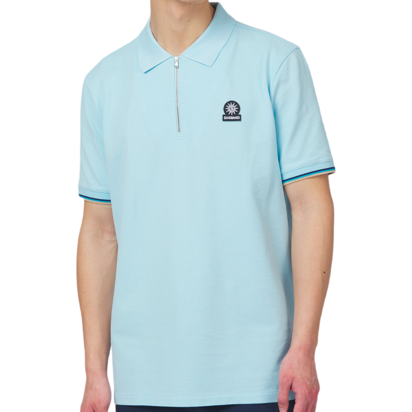 Sandbanks Badge Logo Zip Polo Shirt