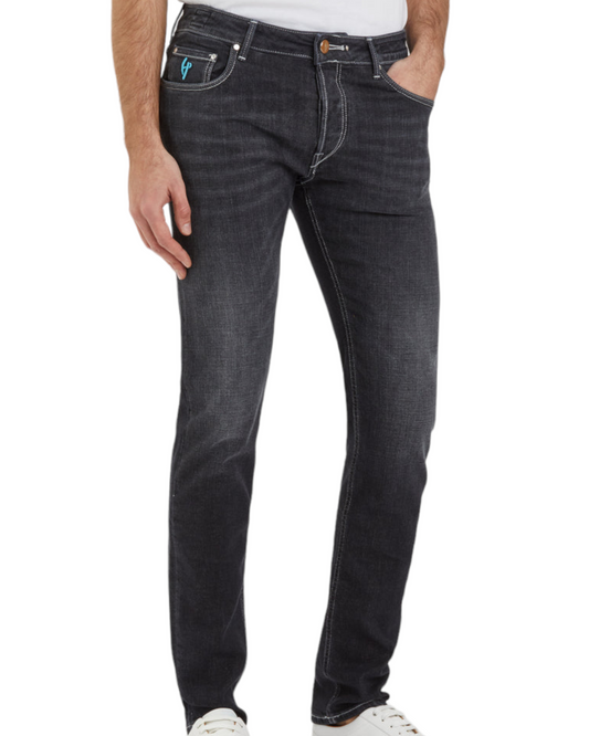 Handpicked Ravello Slim Denim Jean - Grey / Brown / Cyan