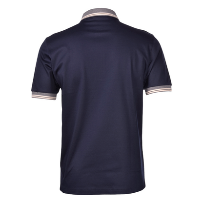 Gran Sasso Mercerized Cotton Piquet Polo - Navy / Grey