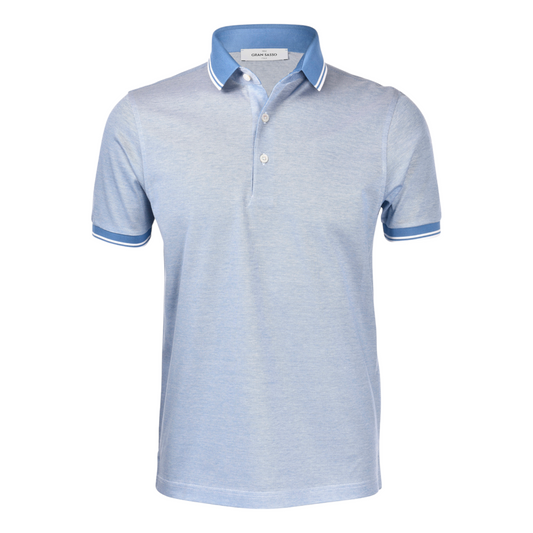 Gran Sasso Oxford Mercerized Cotton Polo - Sky