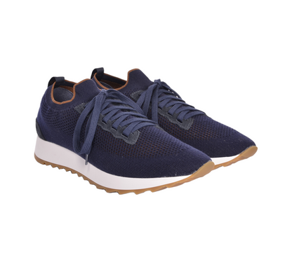 Gran Sasso Knit Sneaker - Navy / Brown