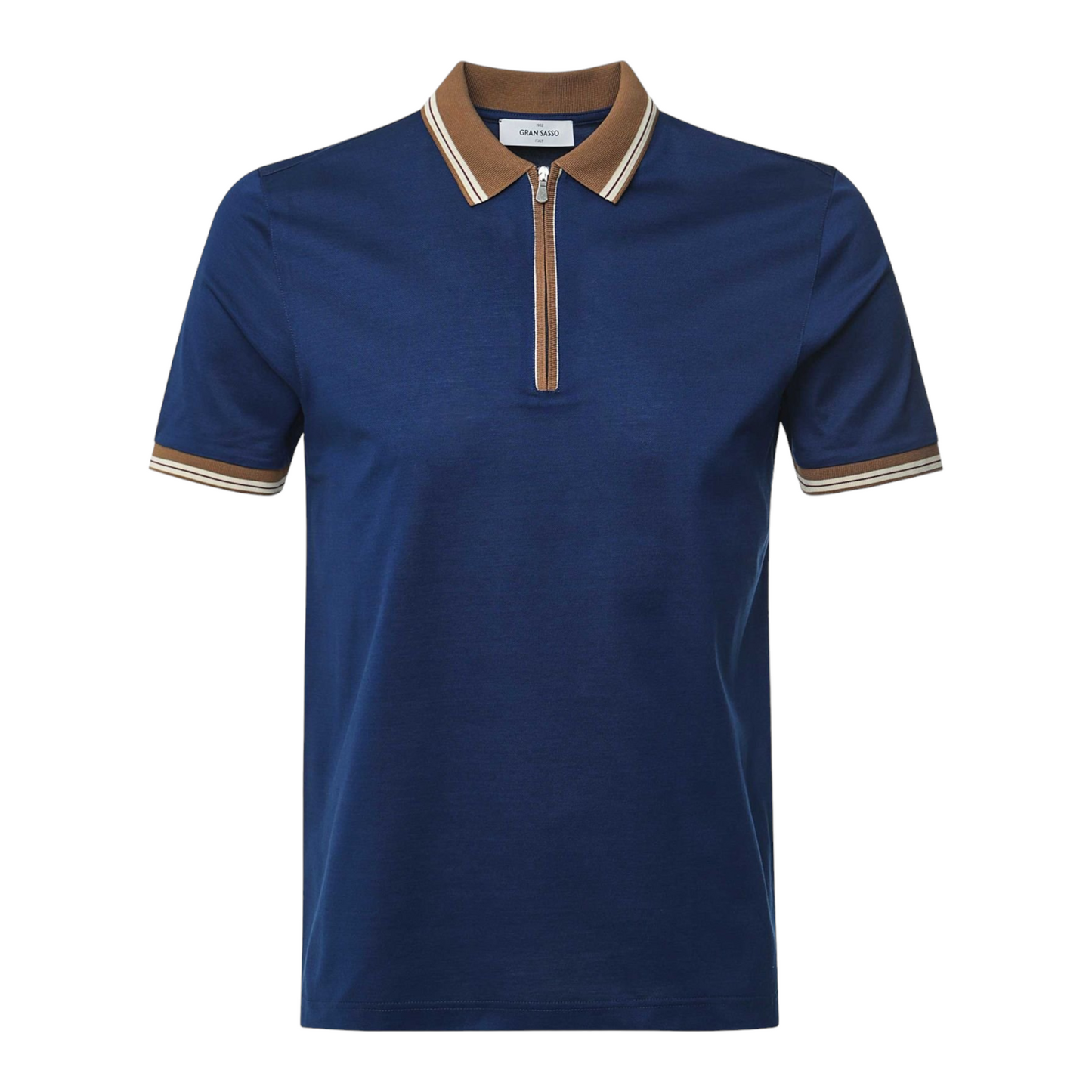 Gran Sasso Mercerized Cotton Piquet Polo - Royal / Brown