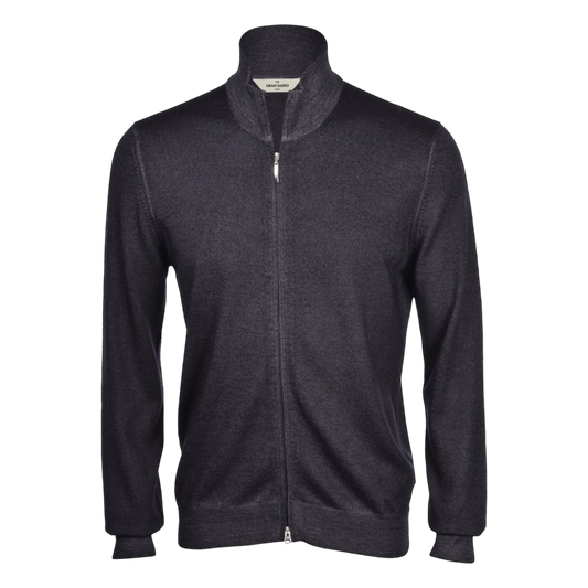 Gran Sasso Full Zip Merino Knitwear - Black