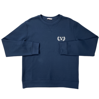 Valentino V Embroidered Jersey Sweatshirt - Navy