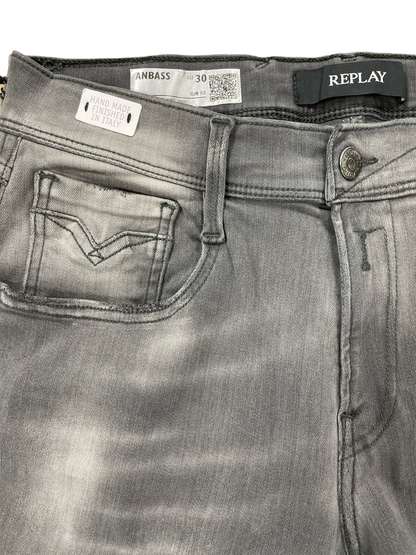 Replay Slim Fit Anbass Jean - Grey / White Shades