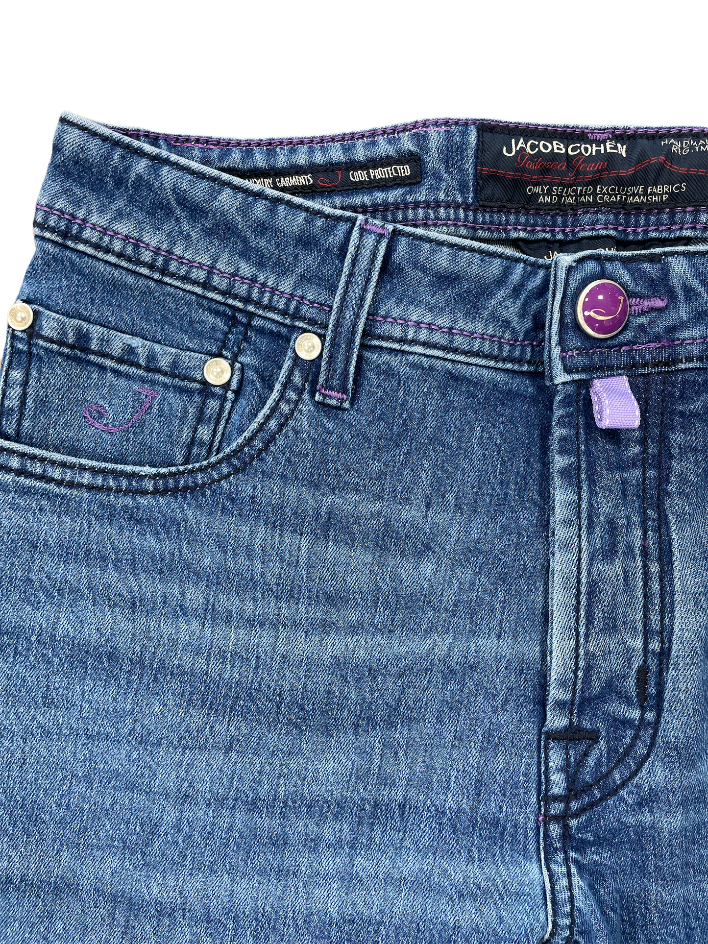 Jacob Cohen Light Denim Jean / Pink Badge