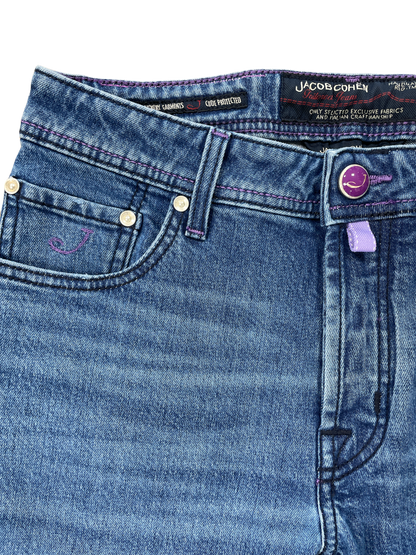 Jacob Cohen Light Denim Jean / Pink Badge