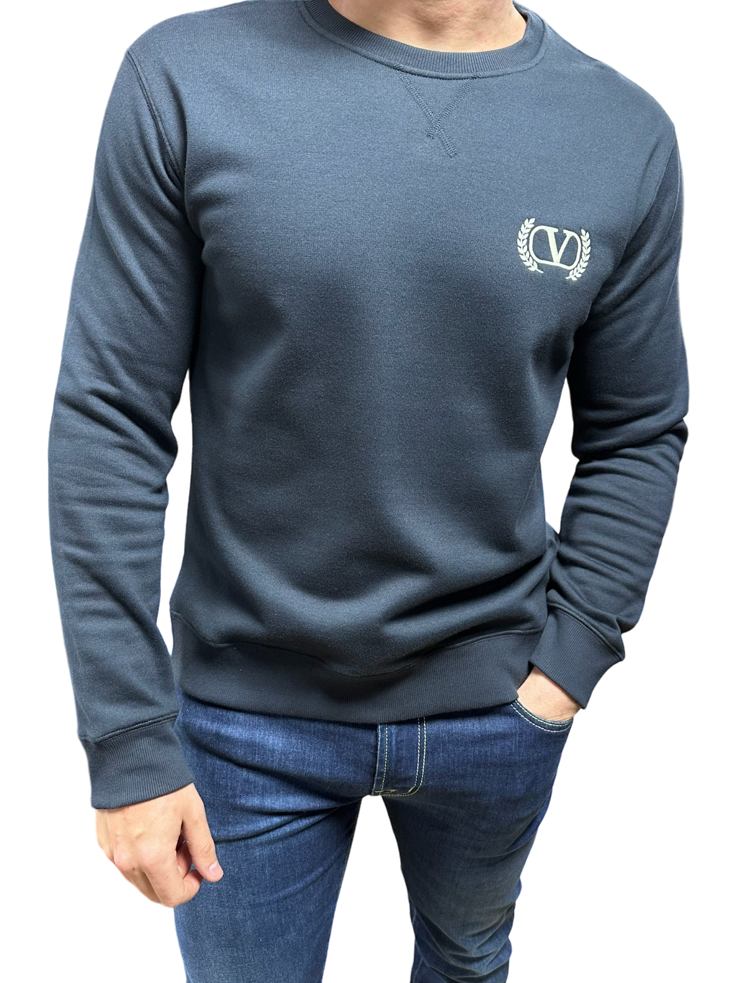 Valentino V Embroidered Jersey Sweatshirt - Navy