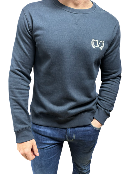 Valentino V Embroidered Jersey Sweatshirt - Navy