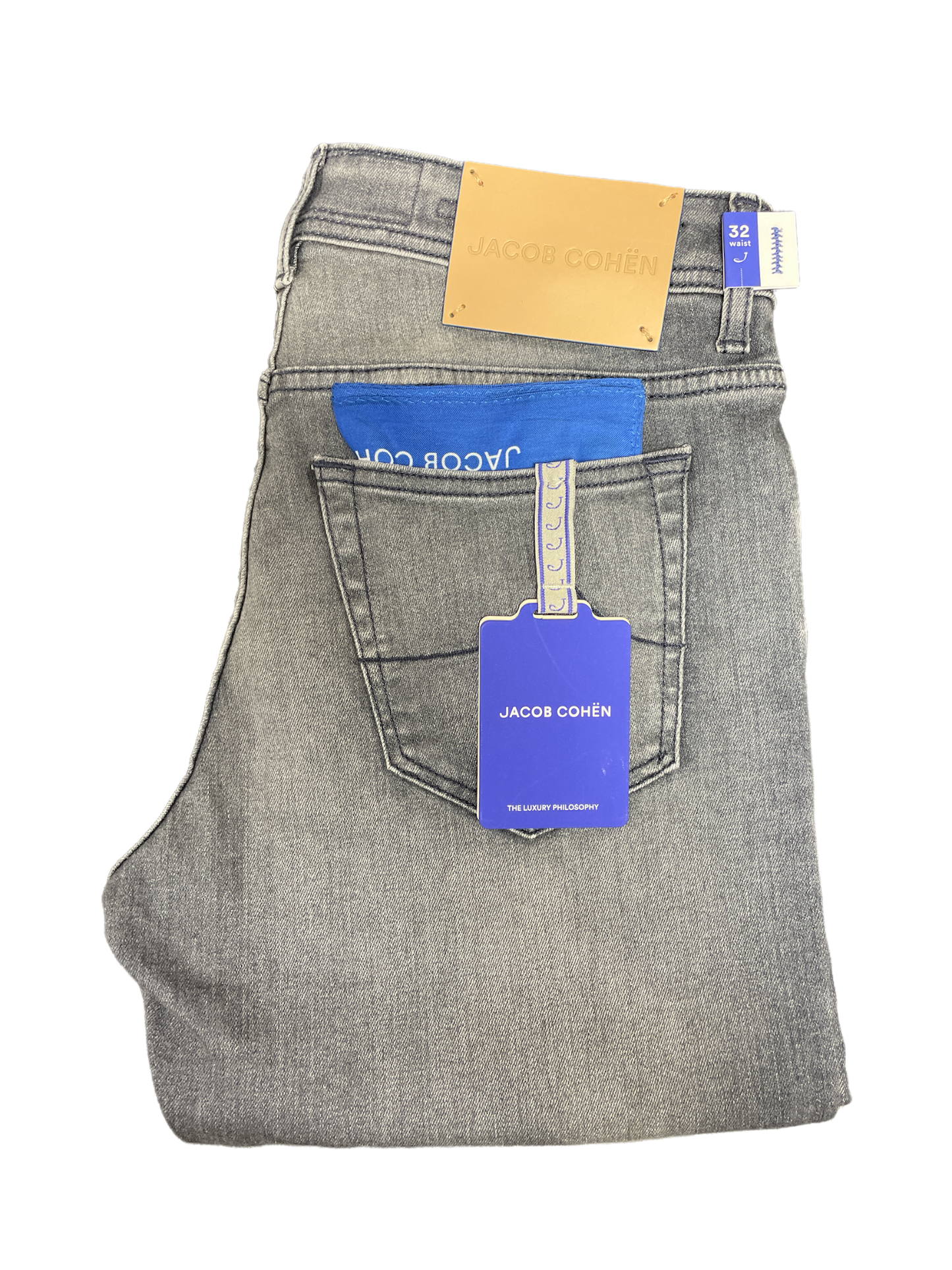 Jacob Cohen Grey Denim Jean / Sand Badge