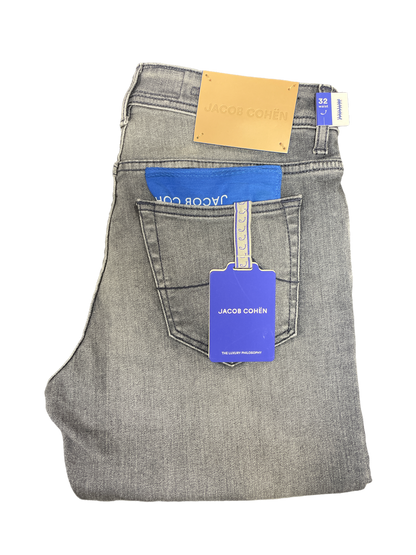 Jacob Cohen Grey Denim Jean / Sand Badge