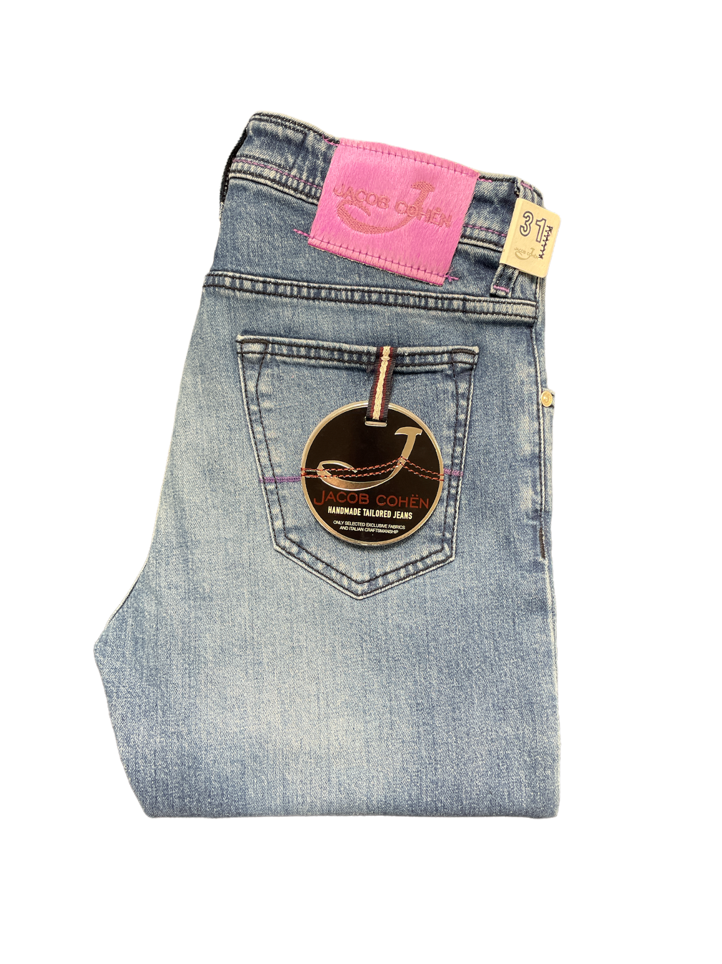 Jacob Cohen Light Denim Jean / Pink Badge