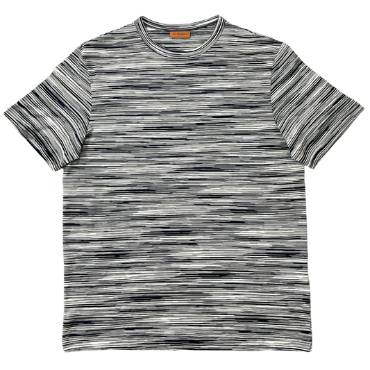 Missoni Crew Neck Striped T - White & Navy